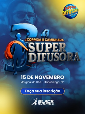 Banner da 2ª Corrida e Caminhada Super Difusora - 11 de novembro em Marginal do Chá, Itapetininga-SP